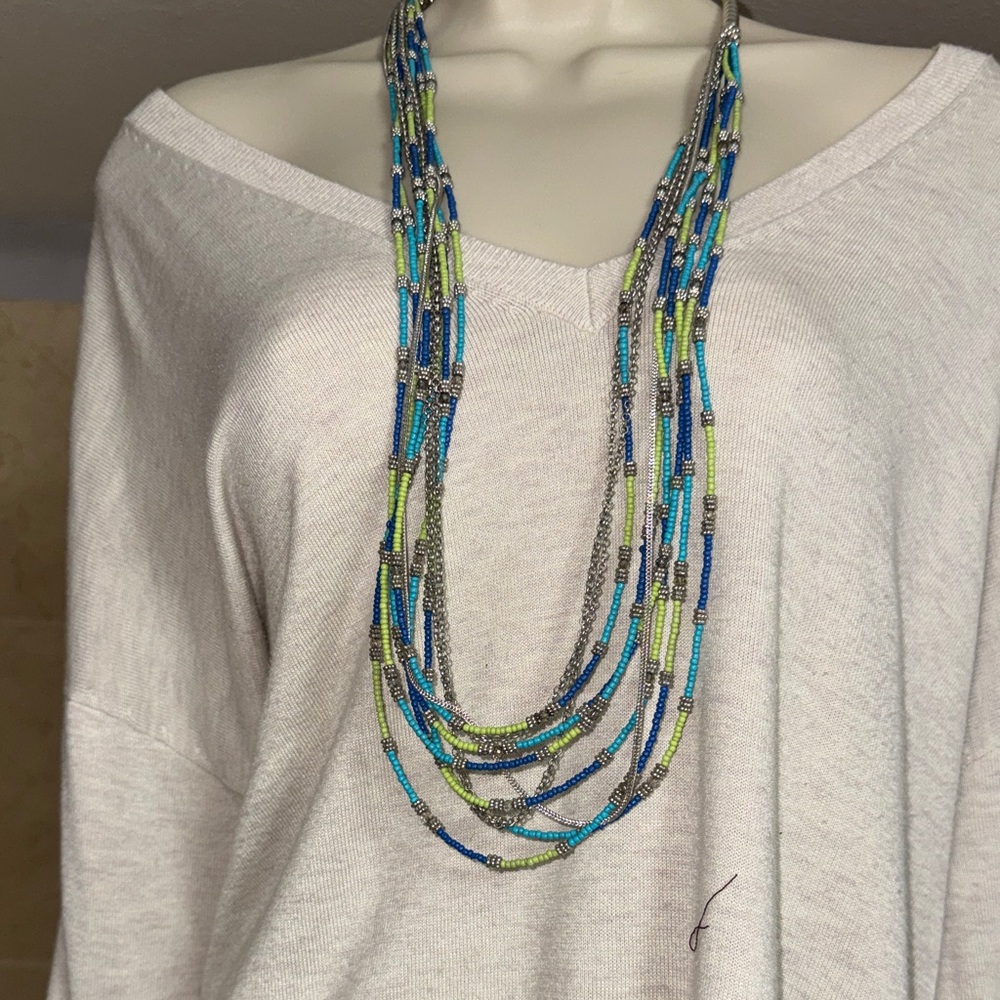 Chico’s Multi Strand Beaded Necklace Statement (BR1010/4) - Picture 2 of 11